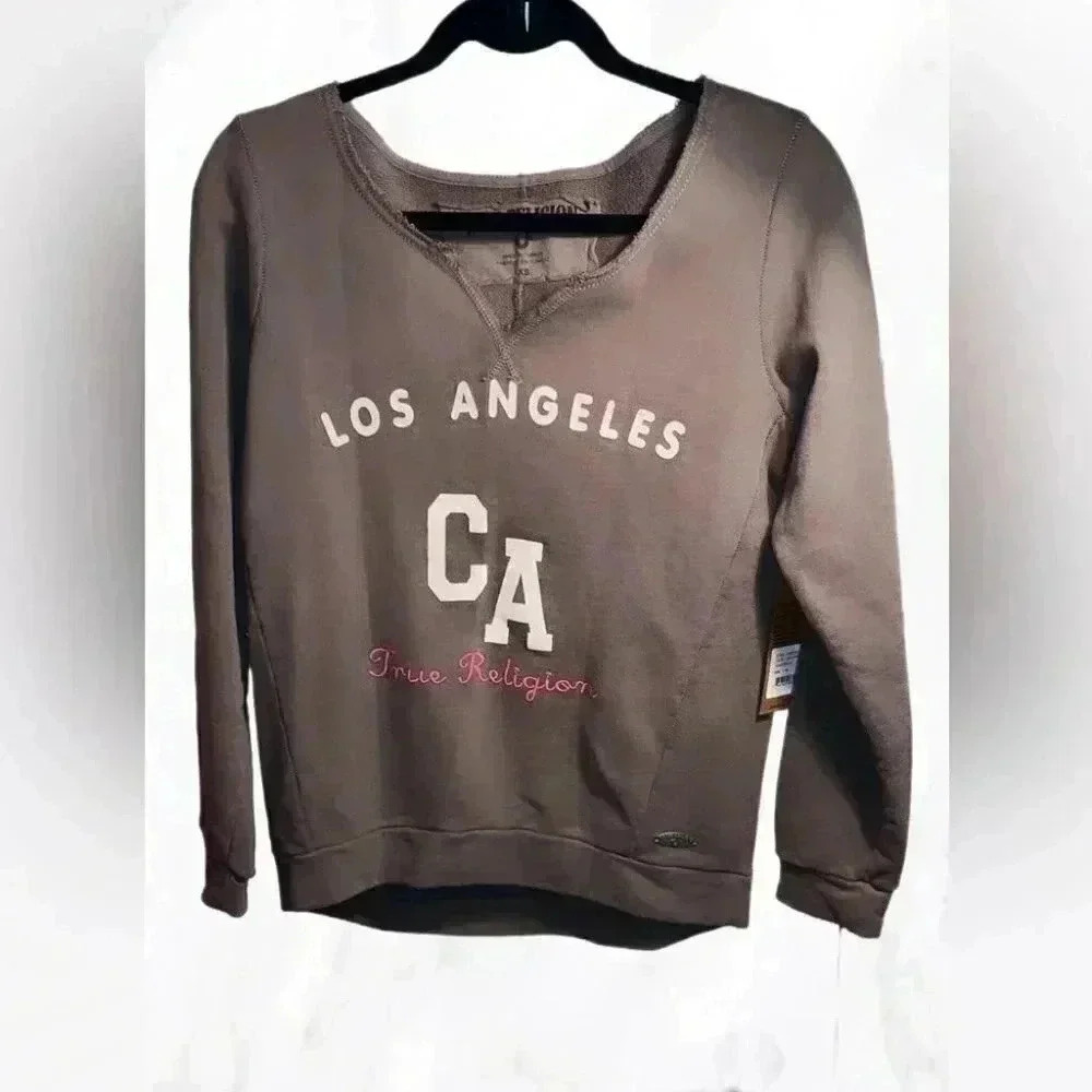 NWT True Religion casual oversized trendy stylish scoop neck long sleeve top XS
